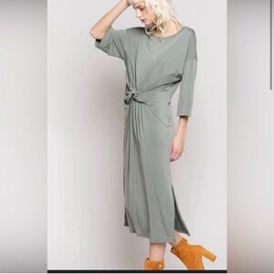 POL Sage Green Dress Relaxed Fit Size Small Short Sleeves